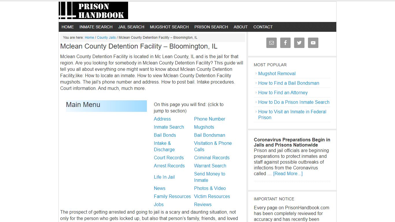 Mclean County Detention Facility – Bloomington, IL - Prison Handbook